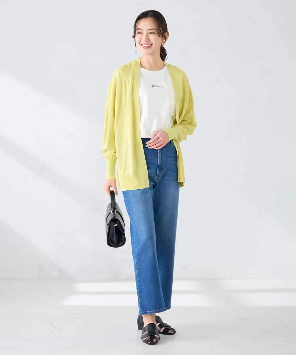 K2CGD22049 a.v.v(アー・ヴェ・ヴェ) 【UVカット/接触冷感】さらさらタッチトッパーカーディガン ライトイエロー