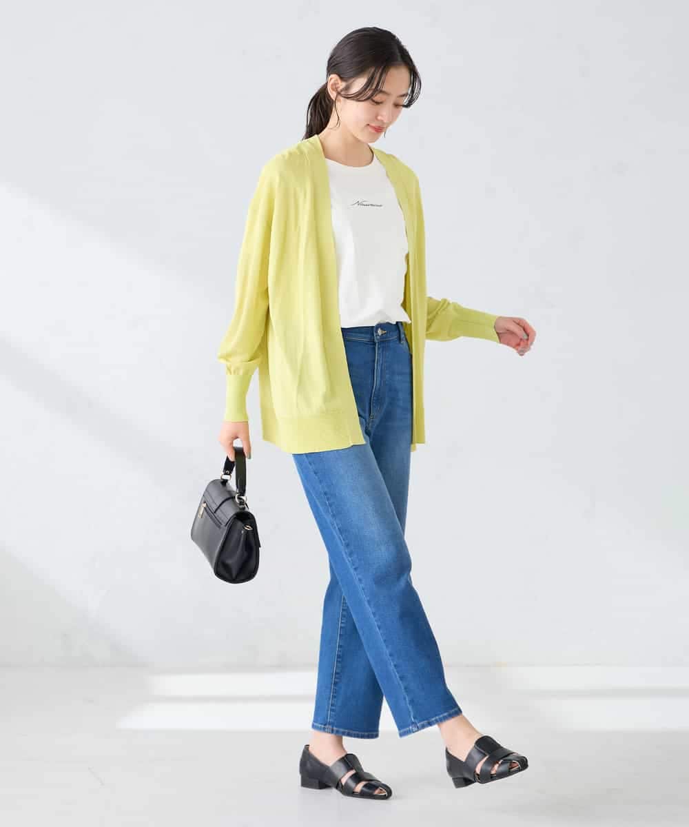 K2CGD22049 a.v.v(アー・ヴェ・ヴェ) 【UVカット/接触冷感】さらさらタッチトッパーカーディガン ライトイエロー