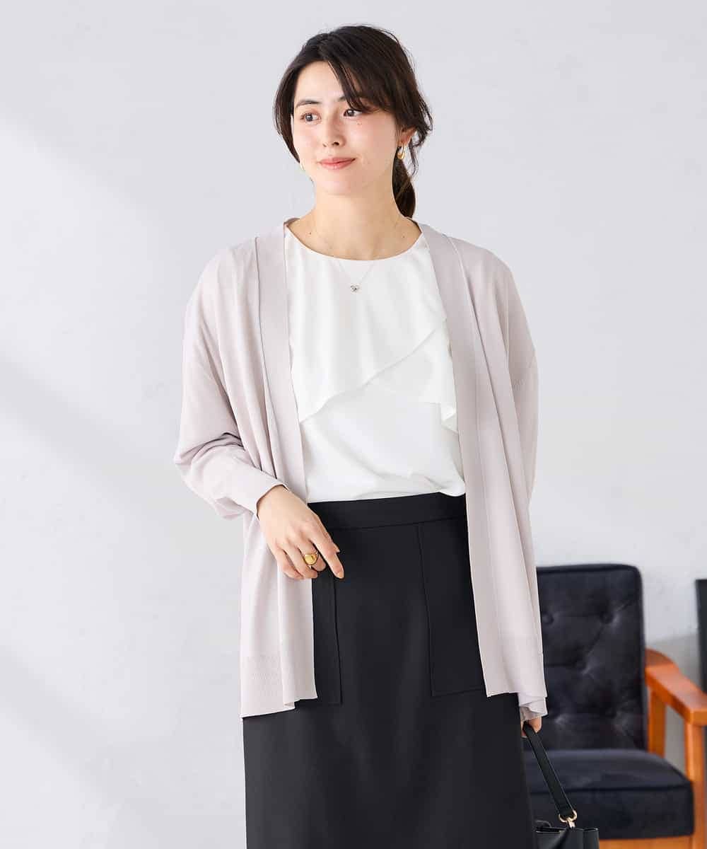 K2CGD22049 a.v.v(アー・ヴェ・ヴェ) 【UVカット/接触冷感】さらさらタッチトッパーカーディガン ライトイエロー