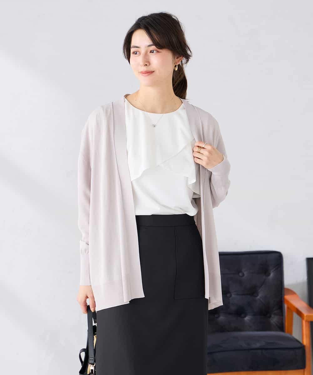 K2CGD22049 a.v.v(アー・ヴェ・ヴェ) 【UVカット/接触冷感】さらさらタッチトッパーカーディガン ライトイエロー