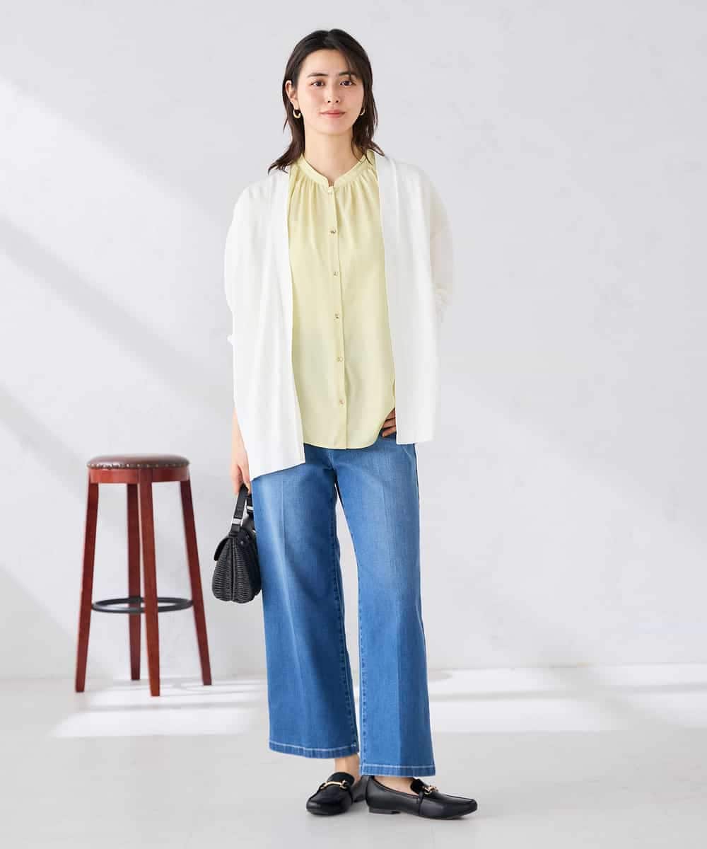 K2CGD22049 a.v.v(アー・ヴェ・ヴェ) 【UVカット/接触冷感】さらさらタッチトッパーカーディガン ライトイエロー