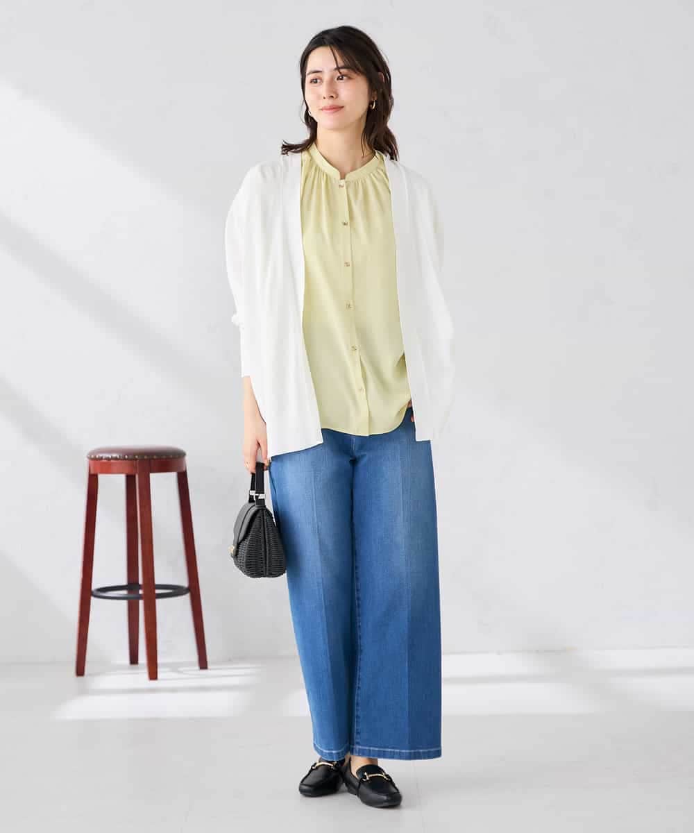 K2CGD22049 a.v.v(アー・ヴェ・ヴェ) 【UVカット/接触冷感】さらさらタッチトッパーカーディガン ライトイエロー