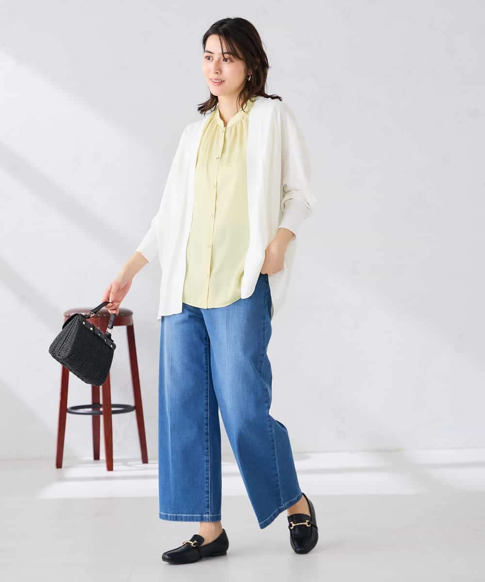 K2CGD22049 a.v.v(アー・ヴェ・ヴェ) 【UVカット/接触冷感】さらさらタッチトッパーカーディガン ライトイエロー