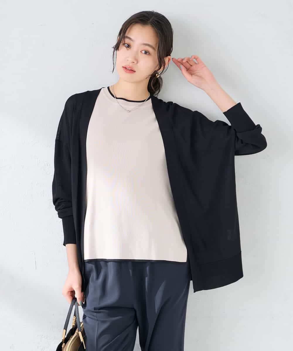 K2CGD22049 a.v.v(アー・ヴェ・ヴェ) 【UVカット/接触冷感】さらさらタッチトッパーカーディガン ライトイエロー