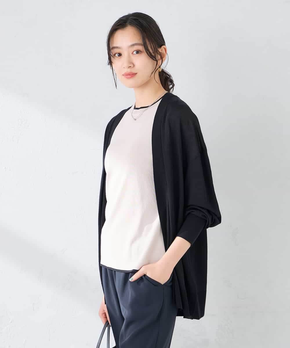 K2CGD22049 a.v.v(アー・ヴェ・ヴェ) 【UVカット/接触冷感】さらさらタッチトッパーカーディガン ライトイエロー