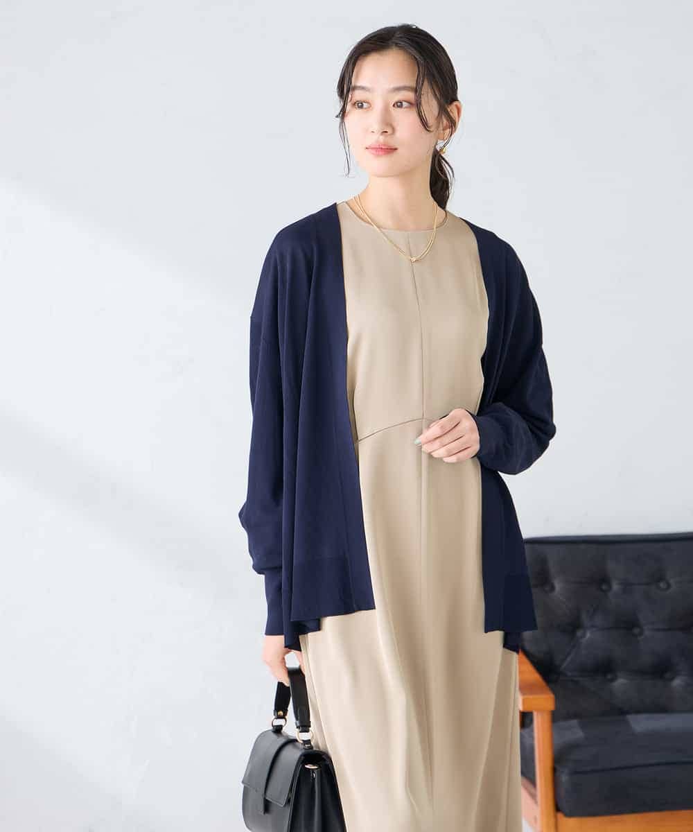 K2CGD22049 a.v.v(アー・ヴェ・ヴェ) 【UVカット/接触冷感】さらさらタッチトッパーカーディガン ネイビー