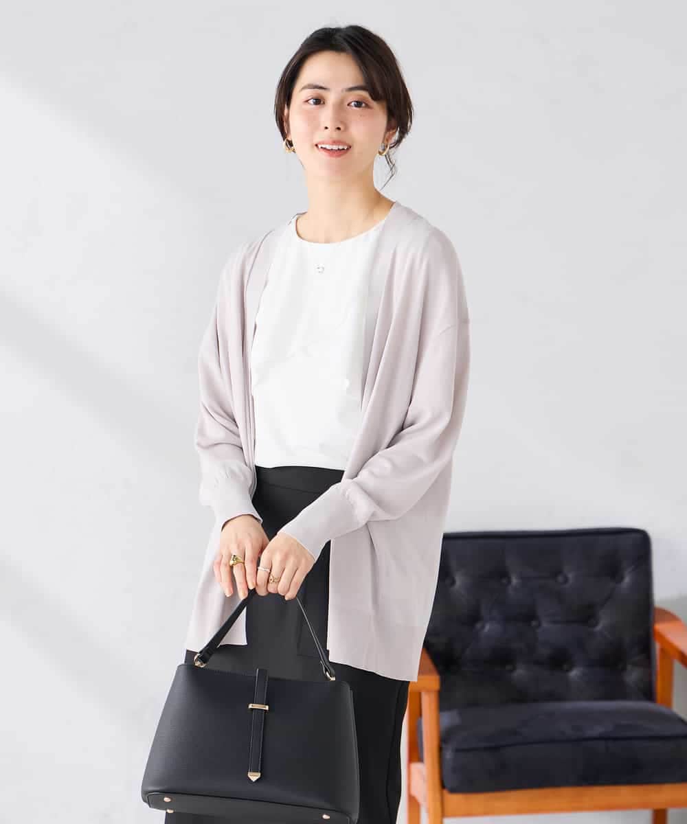 K2CGD22049 a.v.v(アー・ヴェ・ヴェ) 【UVカット/接触冷感】さらさらタッチトッパーカーディガン グレージュ