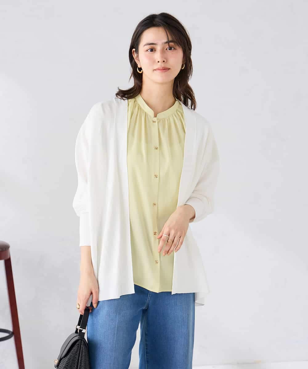 K2CGD22049 a.v.v(アー・ヴェ・ヴェ) 【UVカット/接触冷感】さらさらタッチトッパーカーディガン ホワイト