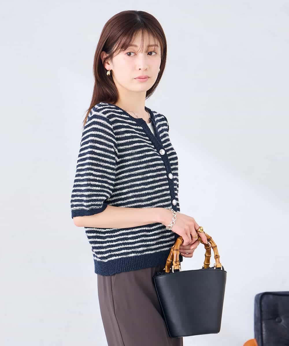 K2CHD23059 a.v.v(アー・ヴェ・ヴェ) ラメキーネックカーディガン アイボリー