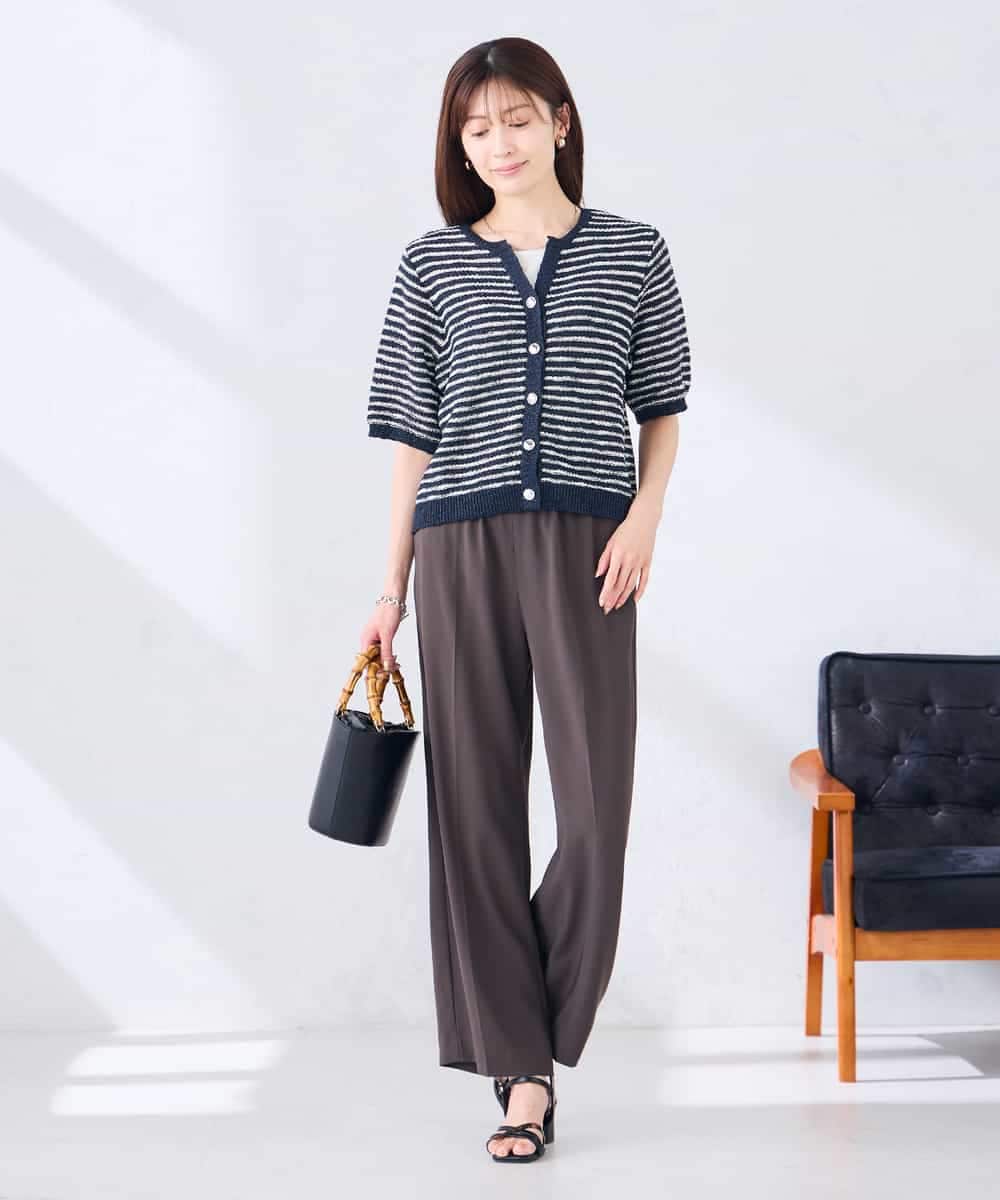 K2CHD23059 a.v.v(アー・ヴェ・ヴェ) ラメキーネックカーディガン アイボリー