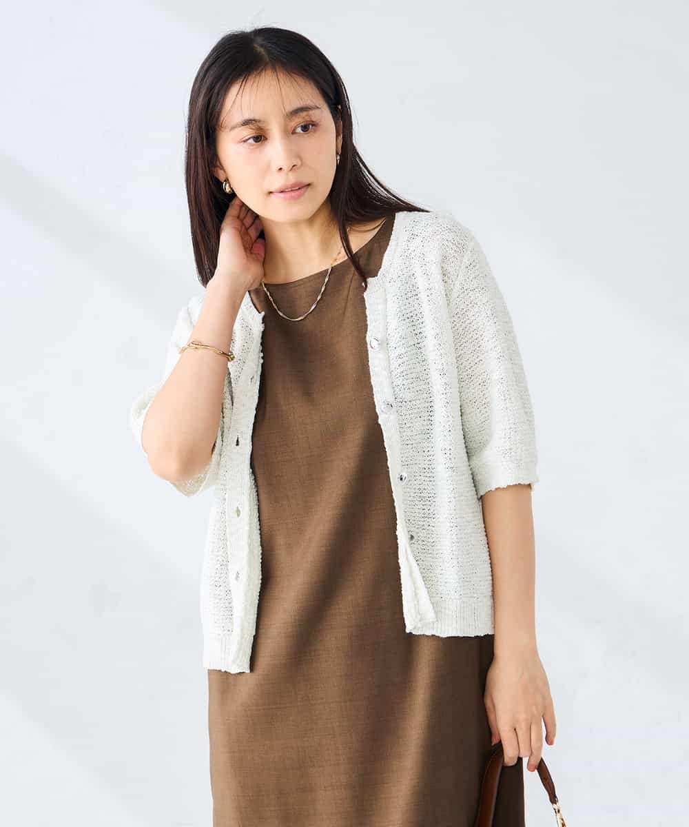 K2CHD23059 a.v.v(アー・ヴェ・ヴェ) ラメキーネックカーディガン アイボリー