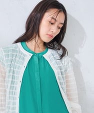 K2CHD29054 a.v.v(アー・ヴェ・ヴェ) シアーチェックカーディガン ブルー