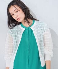 K2CHD29054 a.v.v(アー・ヴェ・ヴェ) シアーチェックカーディガン ホワイト