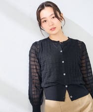 K2CHD29054 a.v.v(アー・ヴェ・ヴェ) シアーチェックカーディガン ブラック
