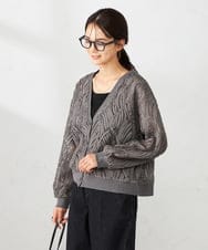 K2CIA10059 a.v.v(アー・ヴェ・ヴェ) コード刺繍チュールカーディガン ダークグレー