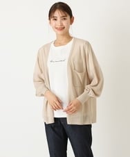 K2CIP05049 a.v.v(アー・ヴェ・ヴェ) ポケット付きシアーカーディガン ベージュ