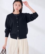 K2CJD40049 a.v.v(アー・ヴェ・ヴェ) 【UVカット/洗える】クルーネックドルマンカーディガン ブラック