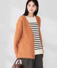 K2CKA70049 a.v.v(アー・ヴェ・ヴェ) 【WEB限定】Vネックシャギーニットカーディガン オレンジ