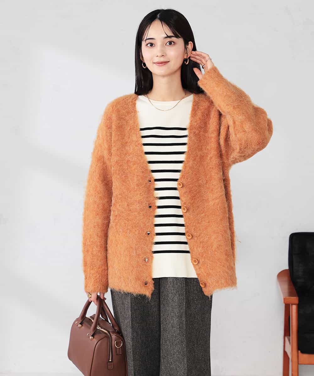 K2CKA70049 a.v.v(アー・ヴェ・ヴェ) 【WEB限定】Vネックシャギーニットカーディガン ライトブルー