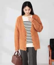 K2CKA70049 a.v.v(アー・ヴェ・ヴェ) 【WEB限定】Vネックシャギーニットカーディガン ライトブルー