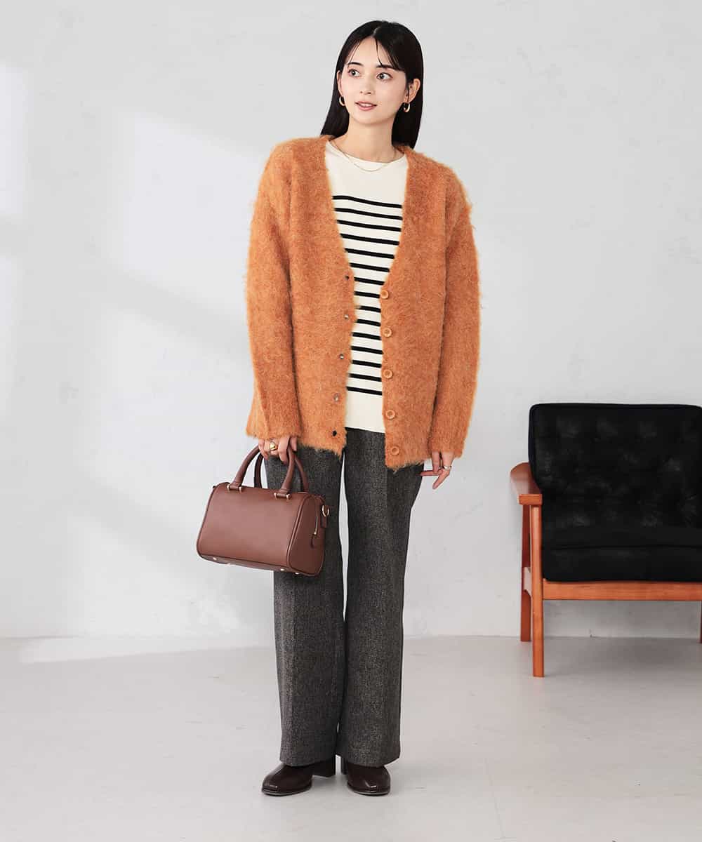 K2CKA70049 a.v.v(アー・ヴェ・ヴェ) 【WEB限定】Vネックシャギーニットカーディガン ライトブルー