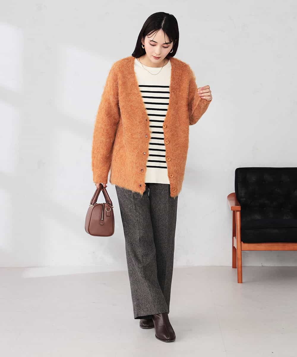 K2CKA70049 a.v.v(アー・ヴェ・ヴェ) 【WEB限定】Vネックシャギーニットカーディガン ライトブルー