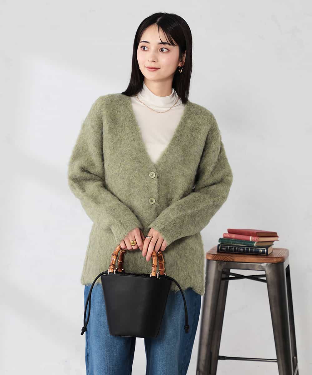 K2CKA70049 a.v.v(アー・ヴェ・ヴェ) 【WEB限定】Vネックシャギーニットカーディガン ライトブルー