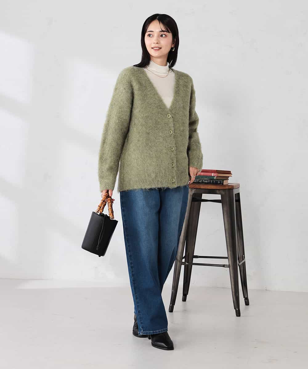 K2CKA70049 a.v.v(アー・ヴェ・ヴェ) 【WEB限定】Vネックシャギーニットカーディガン ライトブルー