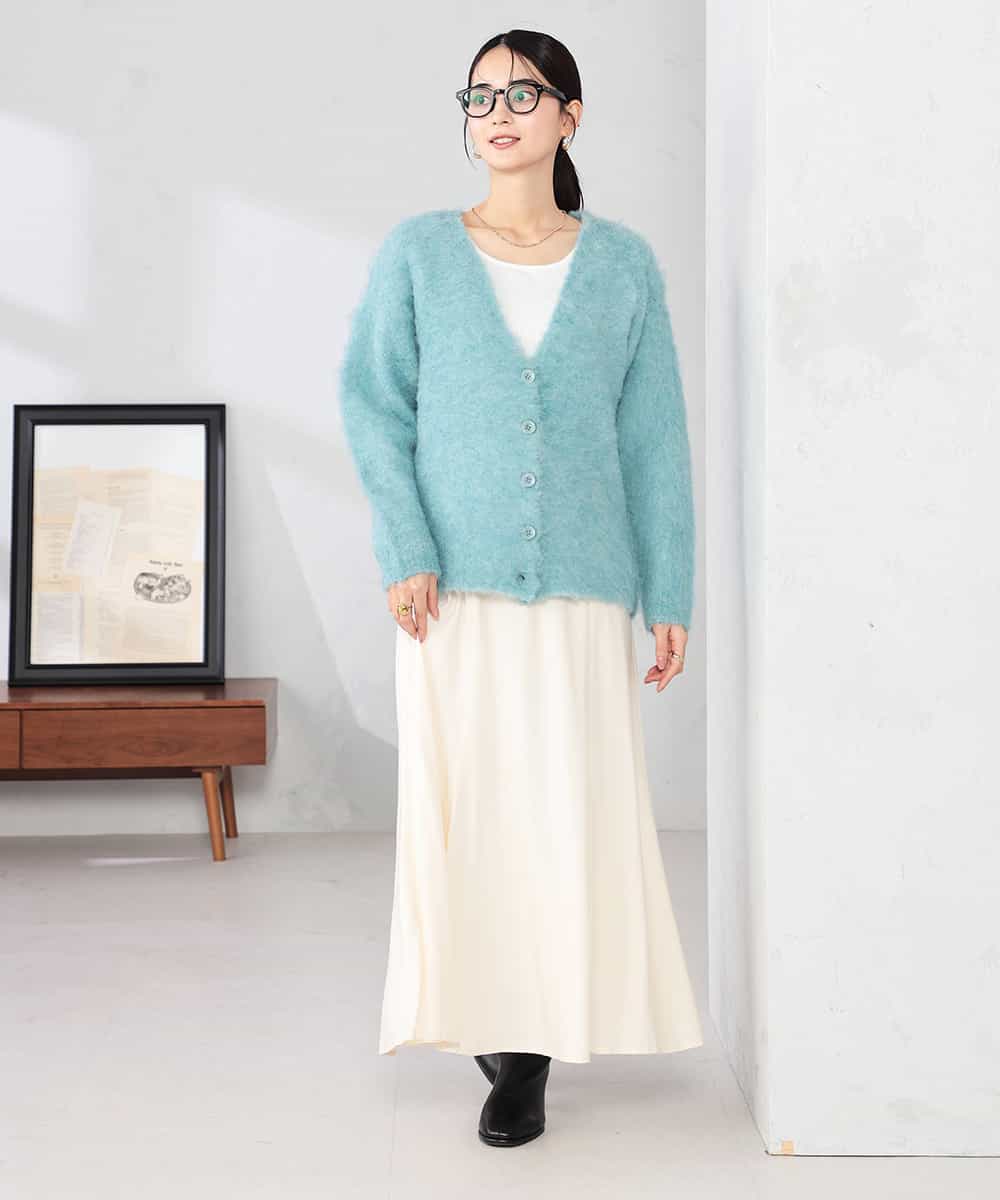 K2CKA70049 a.v.v(アー・ヴェ・ヴェ) 【WEB限定】Vネックシャギーニットカーディガン ライトブルー