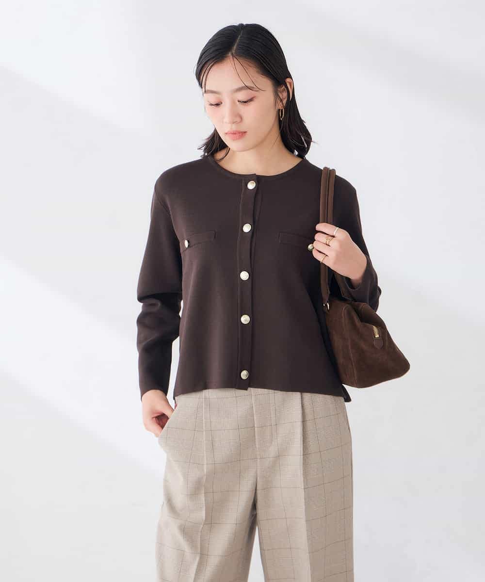 K2CKD01064 a.v.v(アー・ヴェ・ヴェ) ミラノリブ ニット ジャケット レッド