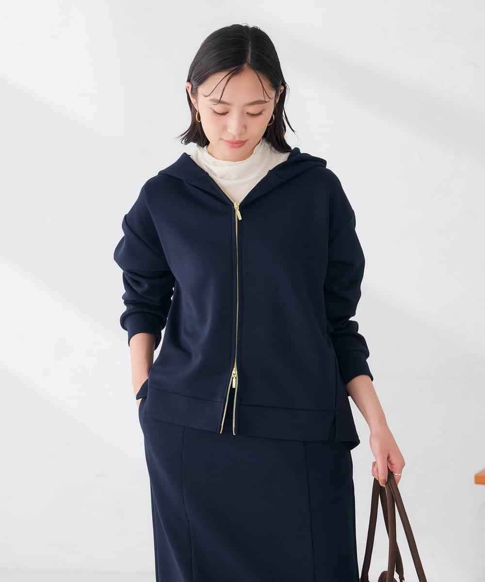 K2CKD09059 a.v.v(アー・ヴェ・ヴェ) バックフレア ダンボール ZIP パーカー ネイビー