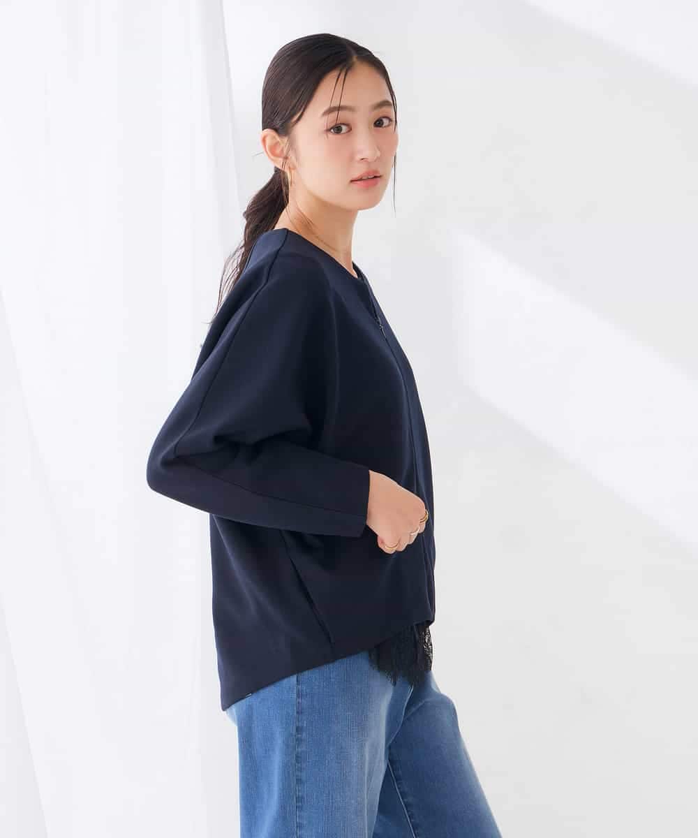 K2CKD35059 a.v.v(アー・ヴェ・ヴェ) ダンボール ノーカラー ZIP カーディガン ネイビー