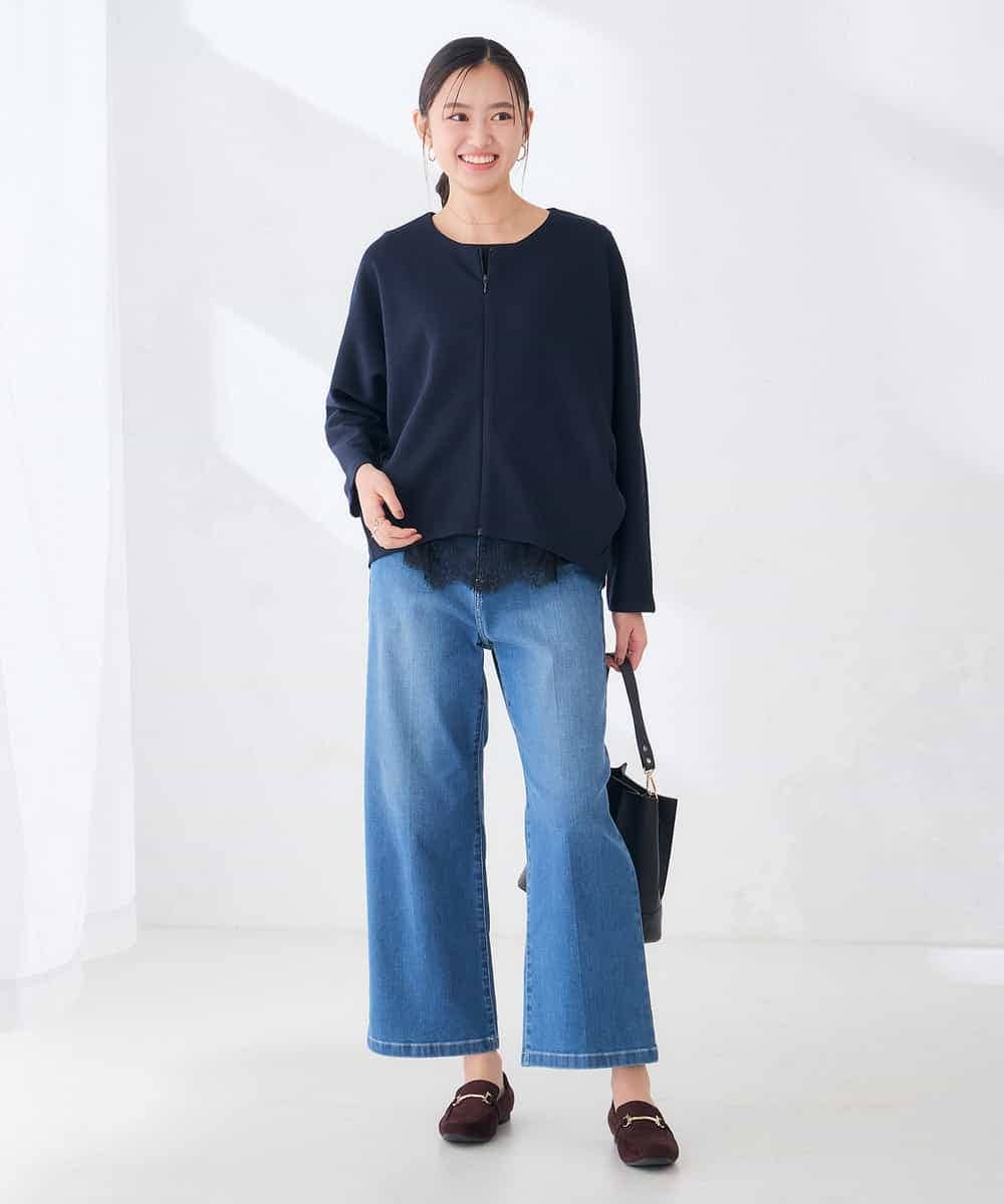 K2CKD35059 a.v.v(アー・ヴェ・ヴェ) ダンボール ノーカラー ZIP カーディガン ネイビー