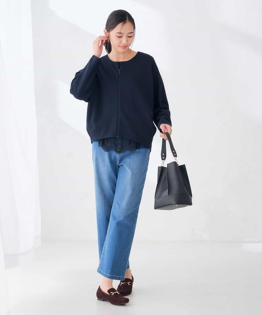 K2CKD35059 a.v.v(アー・ヴェ・ヴェ) ダンボール ノーカラー ZIP カーディガン ネイビー