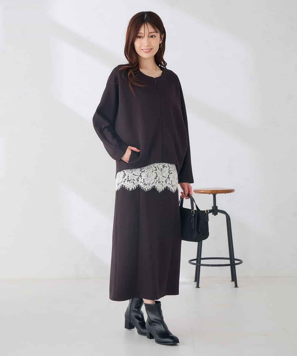 K2CKD35059 a.v.v(アー・ヴェ・ヴェ) ダンボール ノーカラー ZIP カーディガン ネイビー