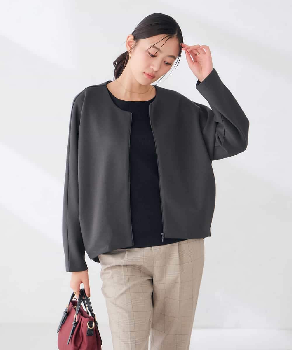 K2CKD35059 a.v.v(アー・ヴェ・ヴェ) ダンボール ノーカラー ZIP カーディガン ネイビー