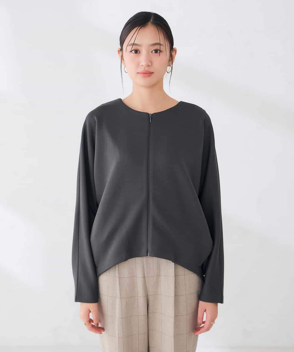 K2CKD35059 a.v.v(アー・ヴェ・ヴェ) ダンボール ノーカラー ZIP カーディガン ネイビー