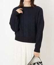K2CKP21059 a.v.v(アー・ヴェ・ヴェ) ストライプ柄ニットカーディガン ネイビー
