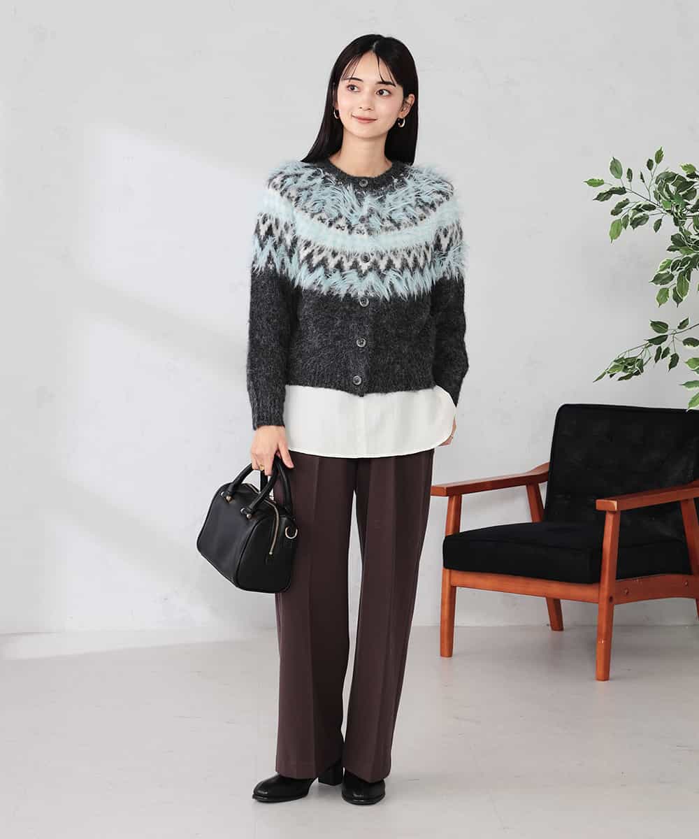 K2CLA15059 a.v.v(アー・ヴェ・ヴェ) 【2WAY】フェアアイルニットカーディガン グレー