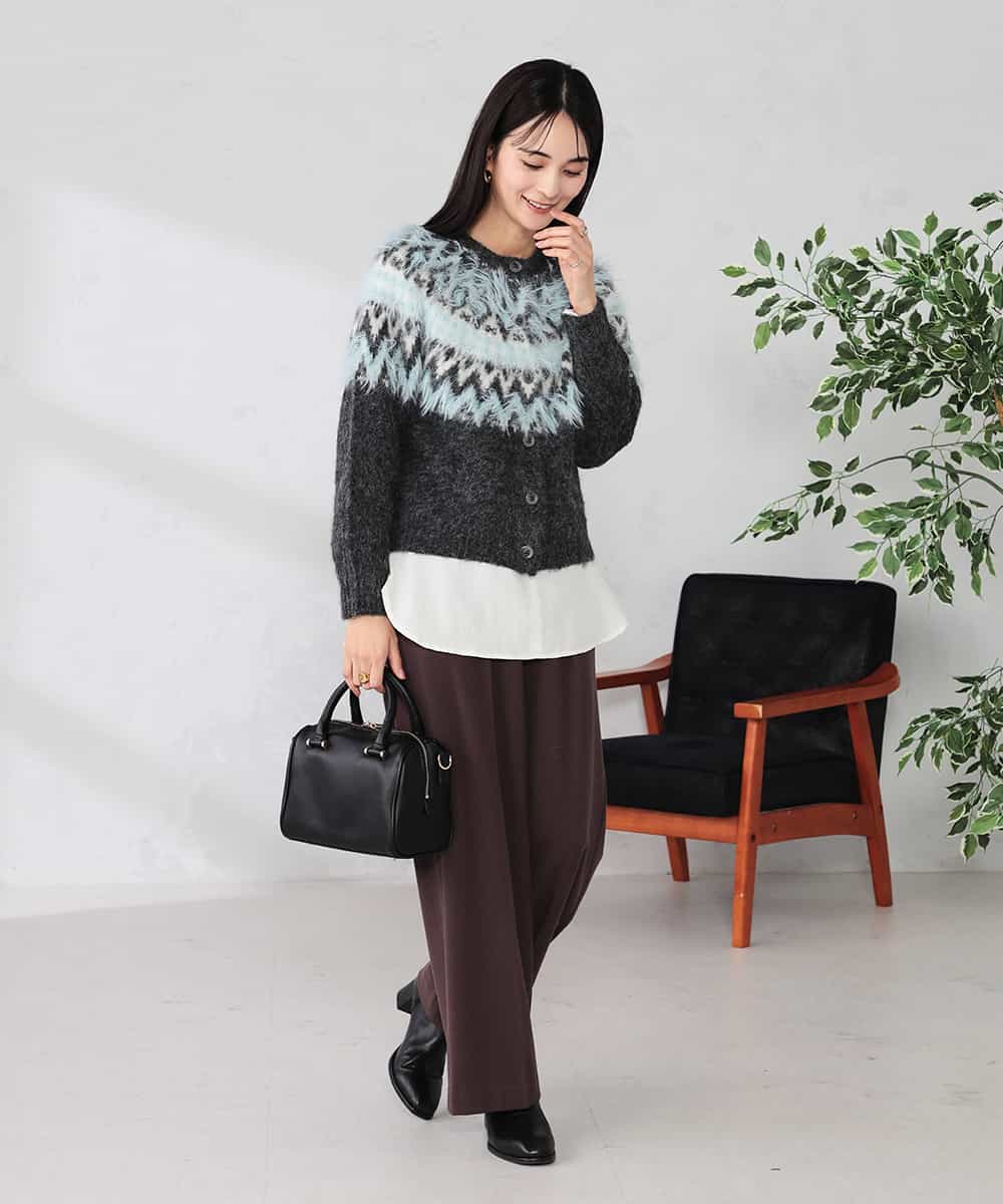 K2CLA15059 a.v.v(アー・ヴェ・ヴェ) 【2WAY】フェアアイルニットカーディガン グレー