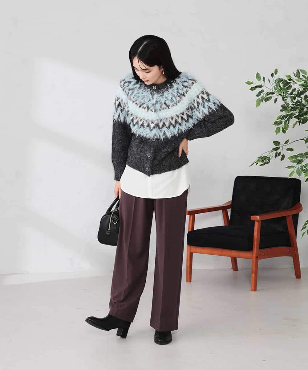 K2CLA15059 a.v.v(アー・ヴェ・ヴェ) 【2WAY】フェアアイルニットカーディガン グレー