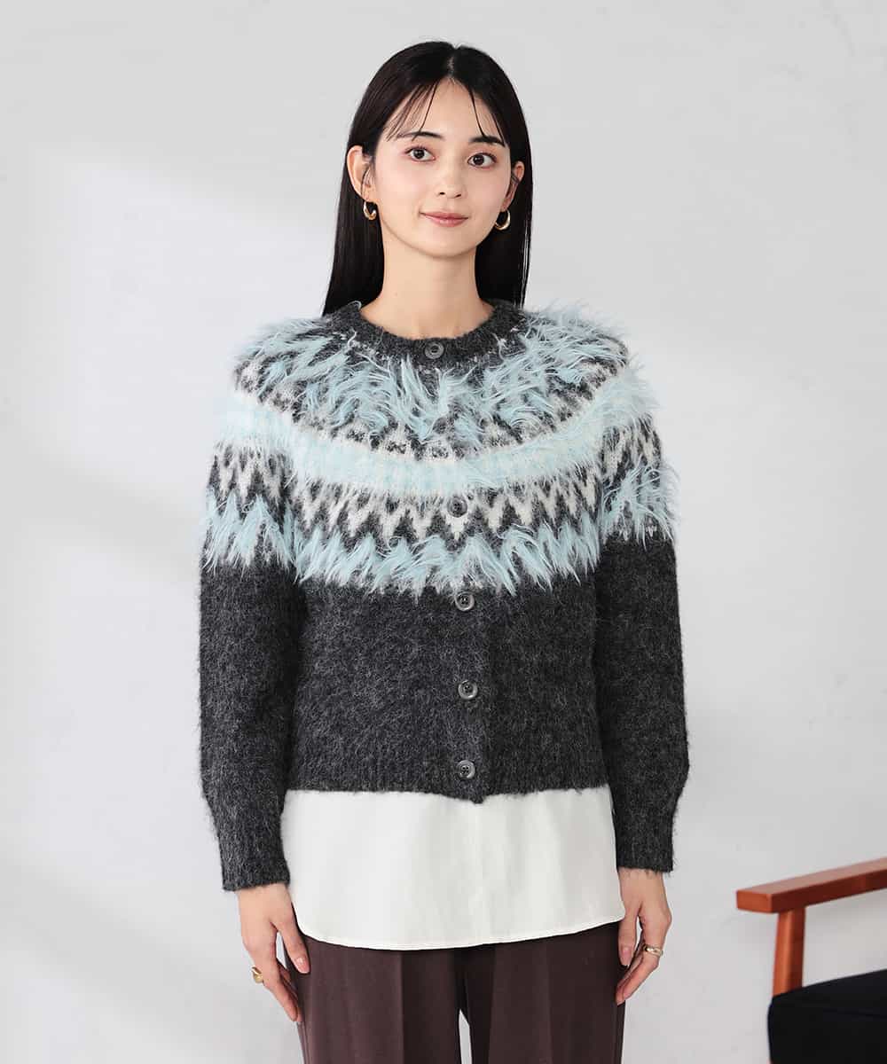 K2CLA15059 a.v.v(アー・ヴェ・ヴェ) 【2WAY】フェアアイルニットカーディガン グレー