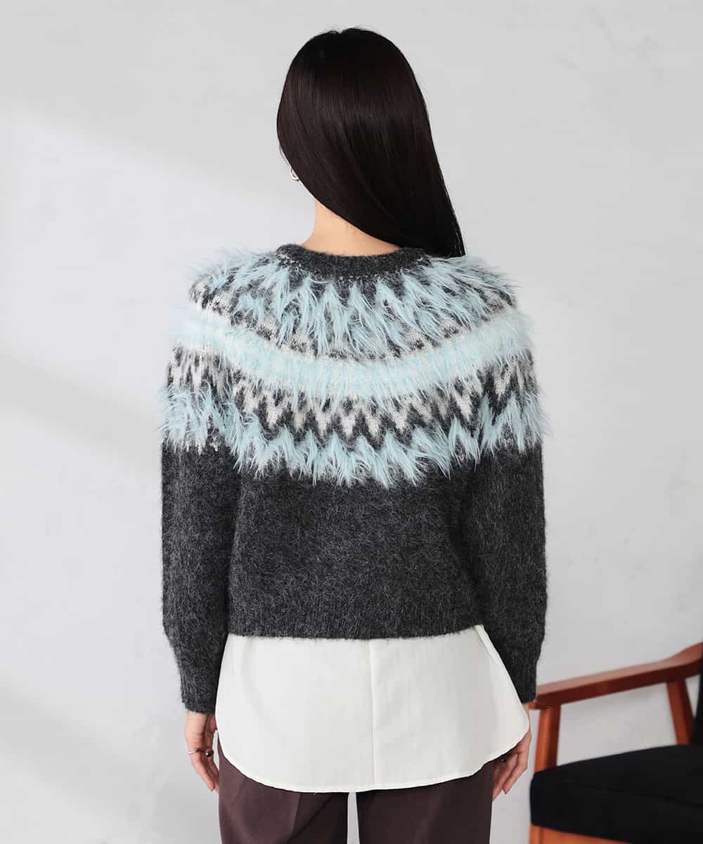 K2CLA15059 a.v.v(アー・ヴェ・ヴェ) 【2WAY】フェアアイルニットカーディガン グレー