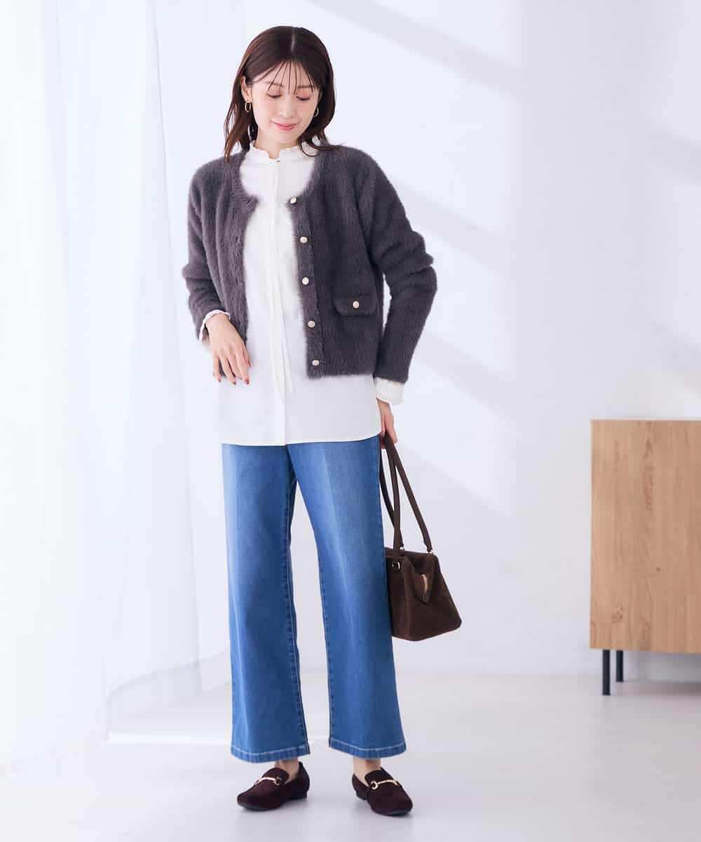 K2CLD17069 a.v.v(アー・ヴェ・ヴェ) ヘアリー ニット ジャケット カーディガン グレージュ