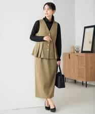 K2EBD11109 a.v.v(アー・ヴェ・ヴェ) 【2SET】ペプラムジレ×ナロースカート モカ