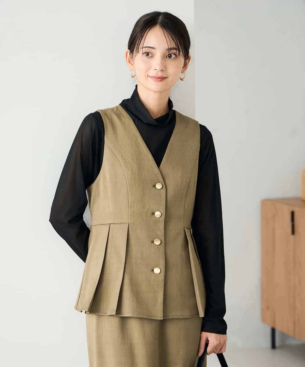 K2EBD11109 a.v.v(アー・ヴェ・ヴェ) 【2SET】ペプラムジレ×ナロースカート モカ