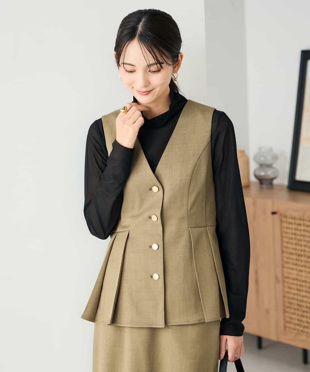 K2EBD11109 a.v.v(アー・ヴェ・ヴェ) 【2SET】ペプラムジレ×ナロースカート モカ