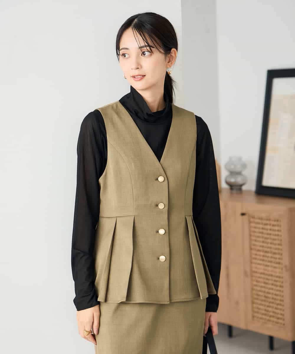 K2EBD11109 a.v.v(アー・ヴェ・ヴェ) 【2SET】ペプラムジレ×ナロースカート モカ