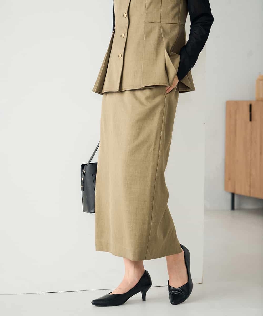 K2EBD11109 a.v.v(アー・ヴェ・ヴェ) 【2SET】ペプラムジレ×ナロースカート モカ