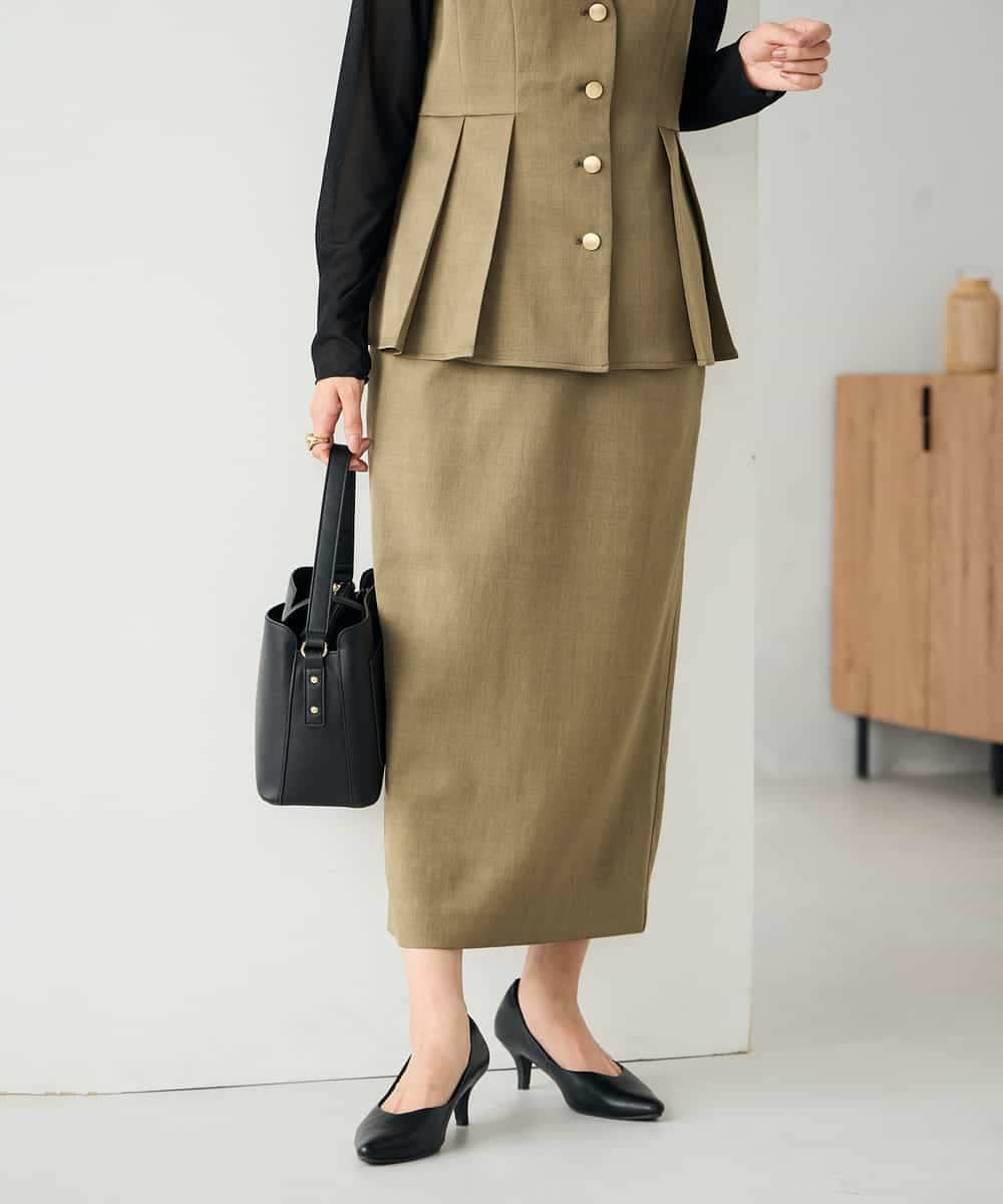 K2EBD11109 a.v.v(アー・ヴェ・ヴェ) 【2SET】ペプラムジレ×ナロースカート モカ